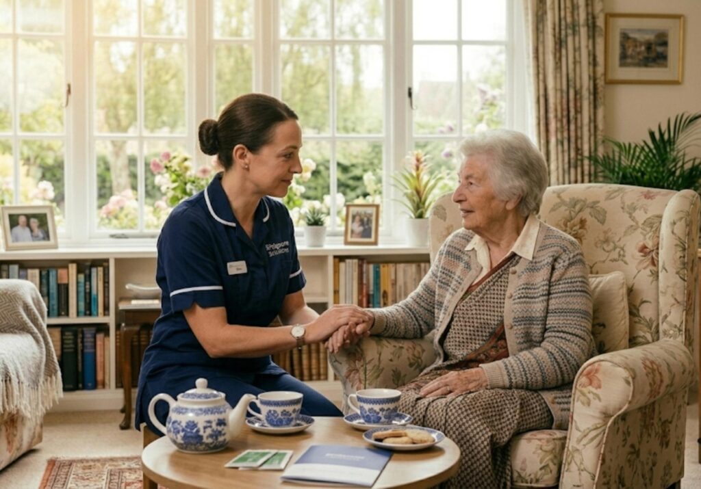 Professional caregiver supporting an older adult with home care in Polegate, helping them live safely and independently at home.