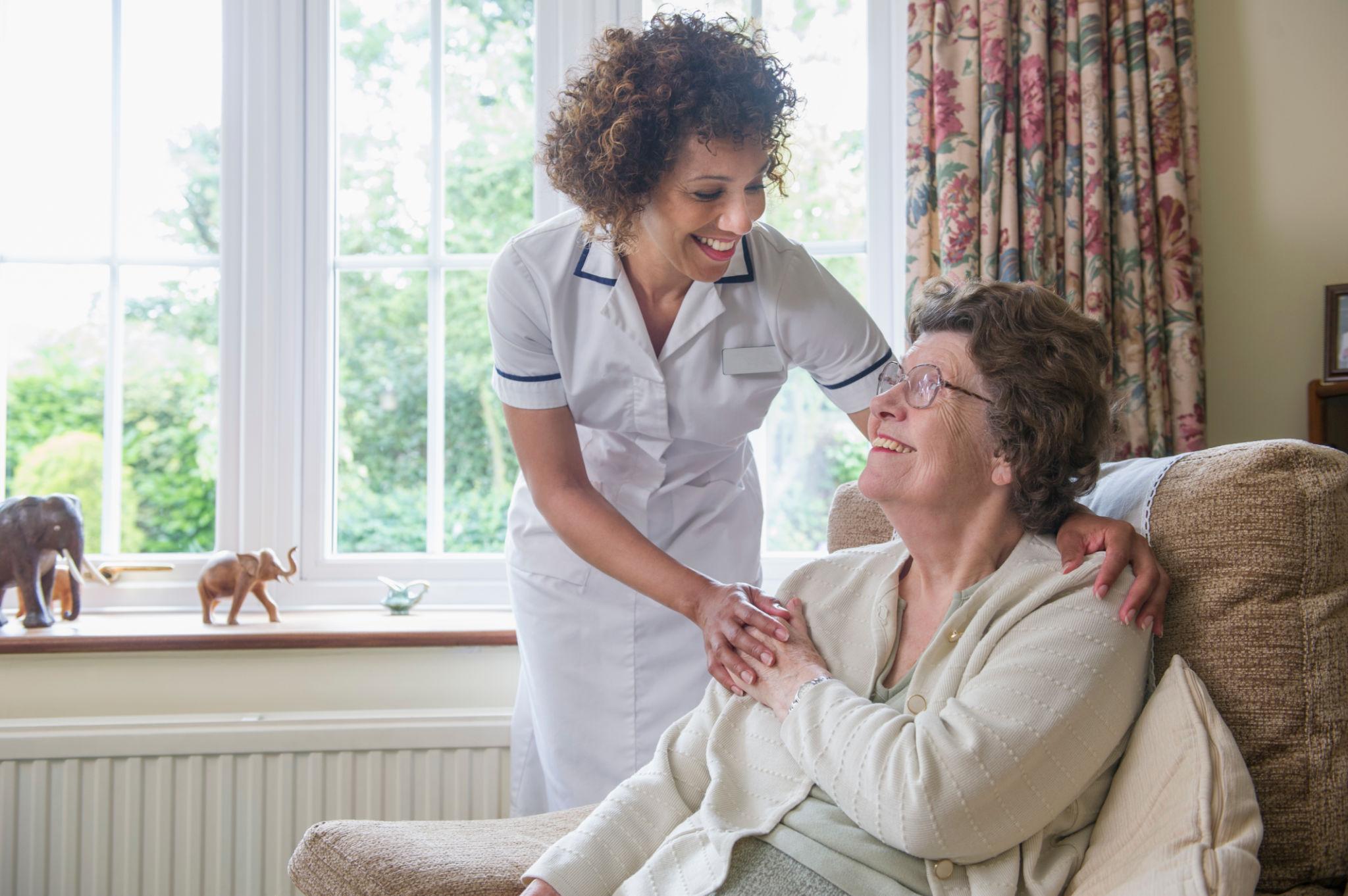 Carer providing respectful personal support at home
