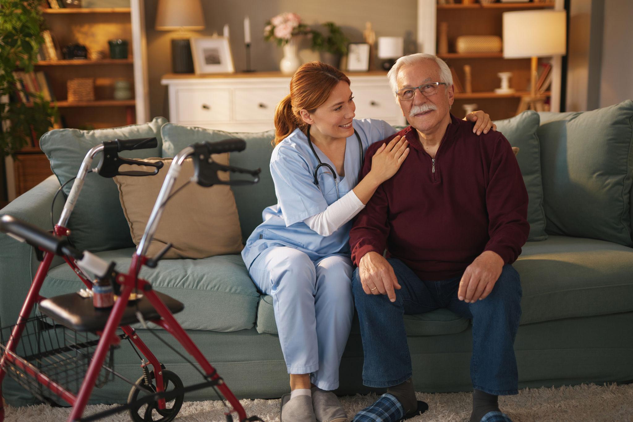Professional carer providing respite support at home