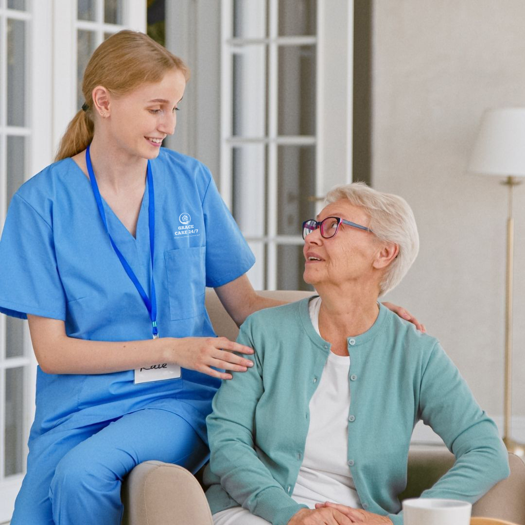 Care assessment taking place in a client's home