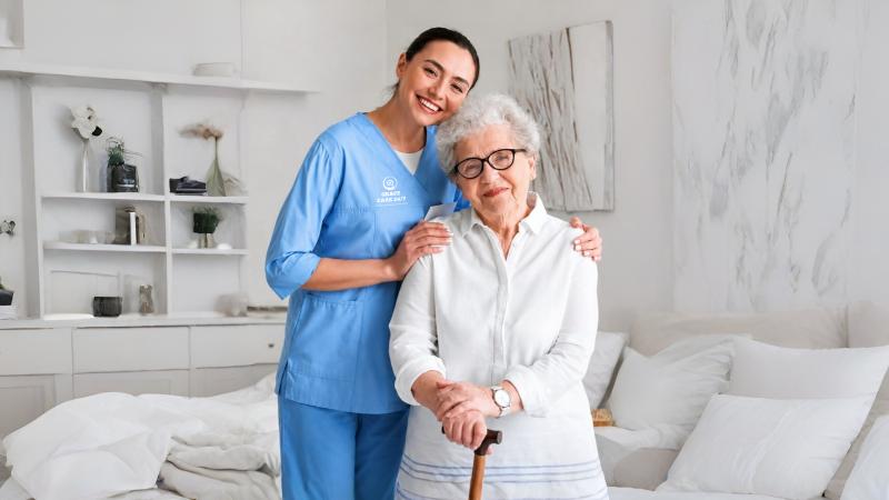 Carer providing respectful personal support at home