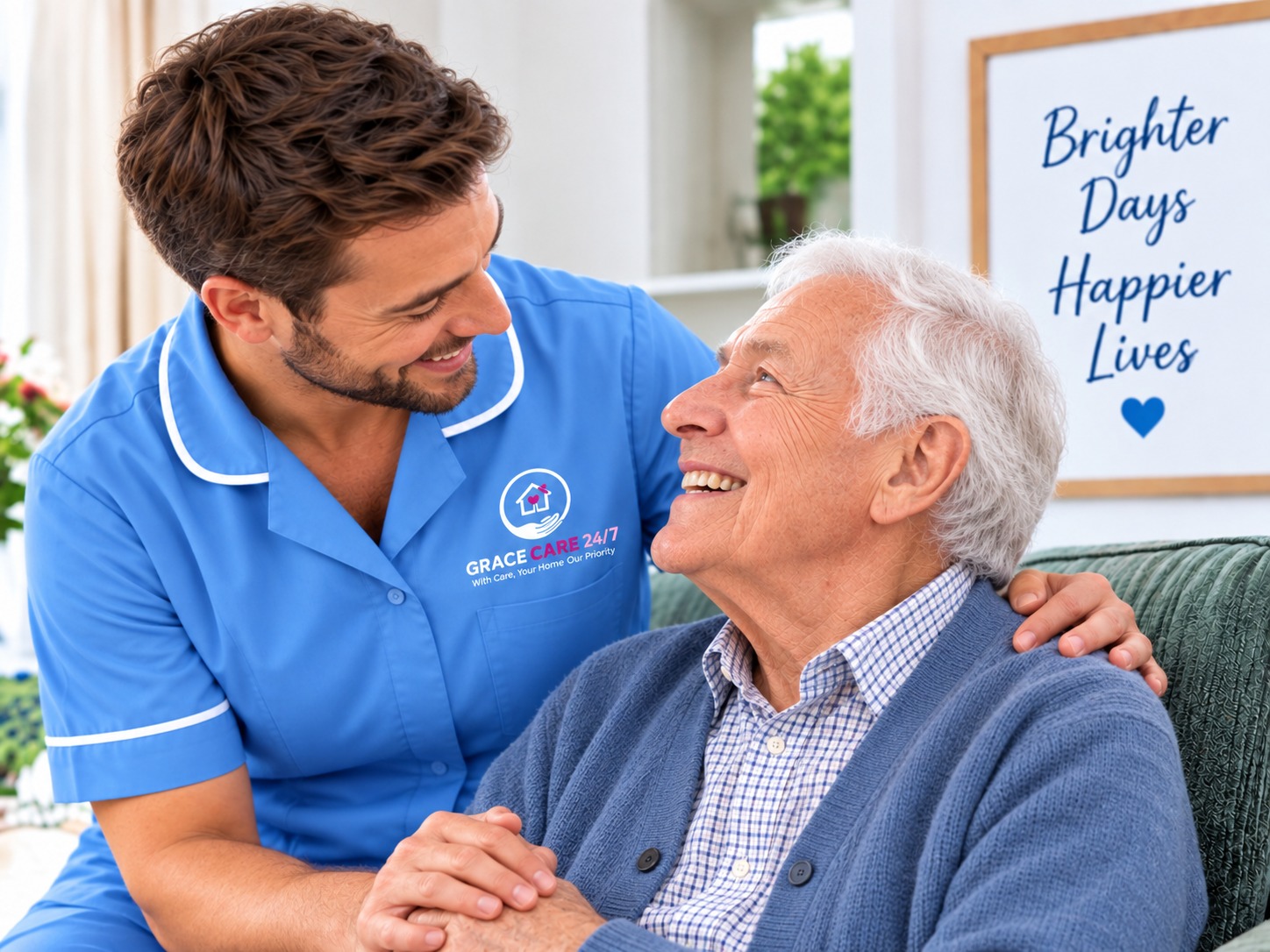 A care professional supporting an older woman to walk safely at home