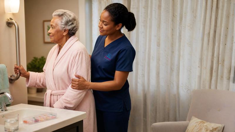 Home carer arriving for a scheduled visit