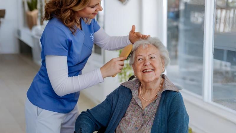 Care worker providing night-time reassurance